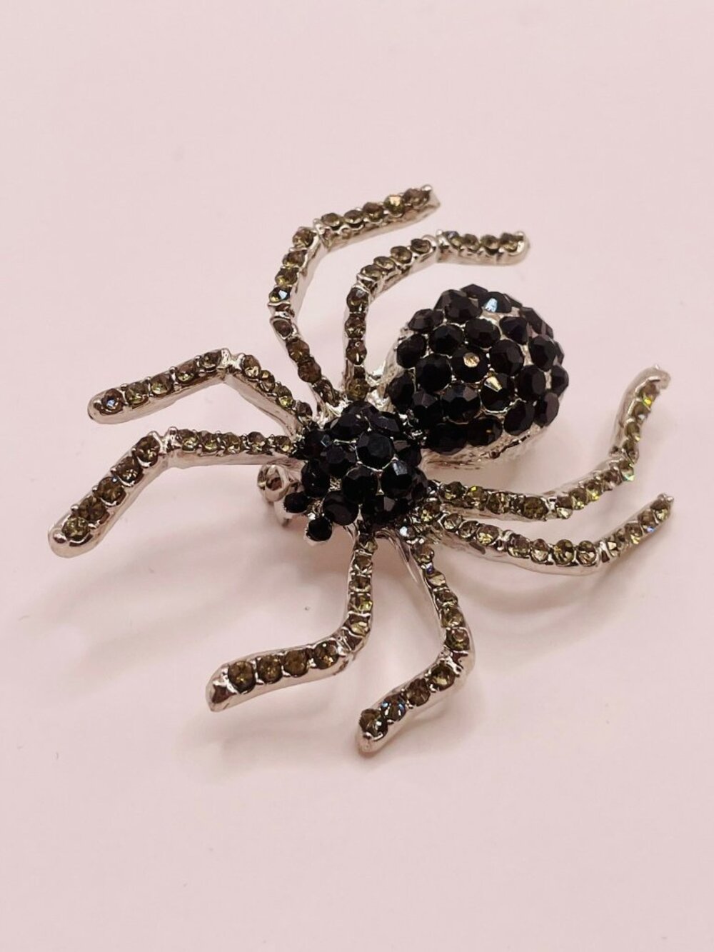 New Black Rhinestone Spider Brooch Pin Halloween Jewelry -43B